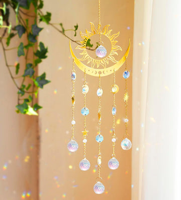Sun & Moon Crystal Suncatcher Rainbow Prism Wind Chime