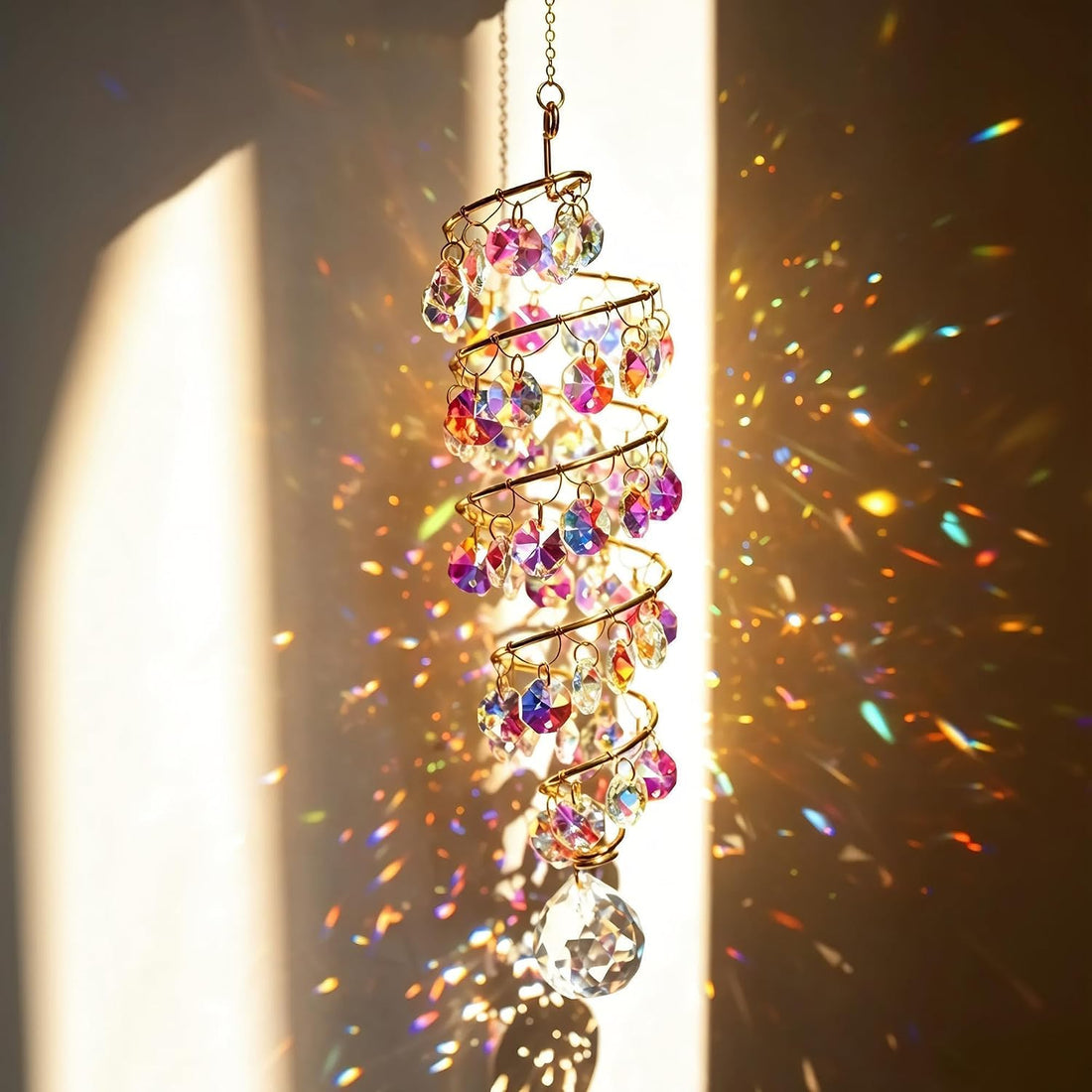 Crystal Spiral Sun Catcher Wind Spinner Rainbow Maker